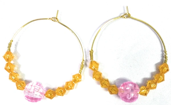 NIBRAS Yellow Tyre-Cut Crystal Seed Hoop Earrings - B09KBMJT2D, 3 gm, 4cm x 4cm x 1cm